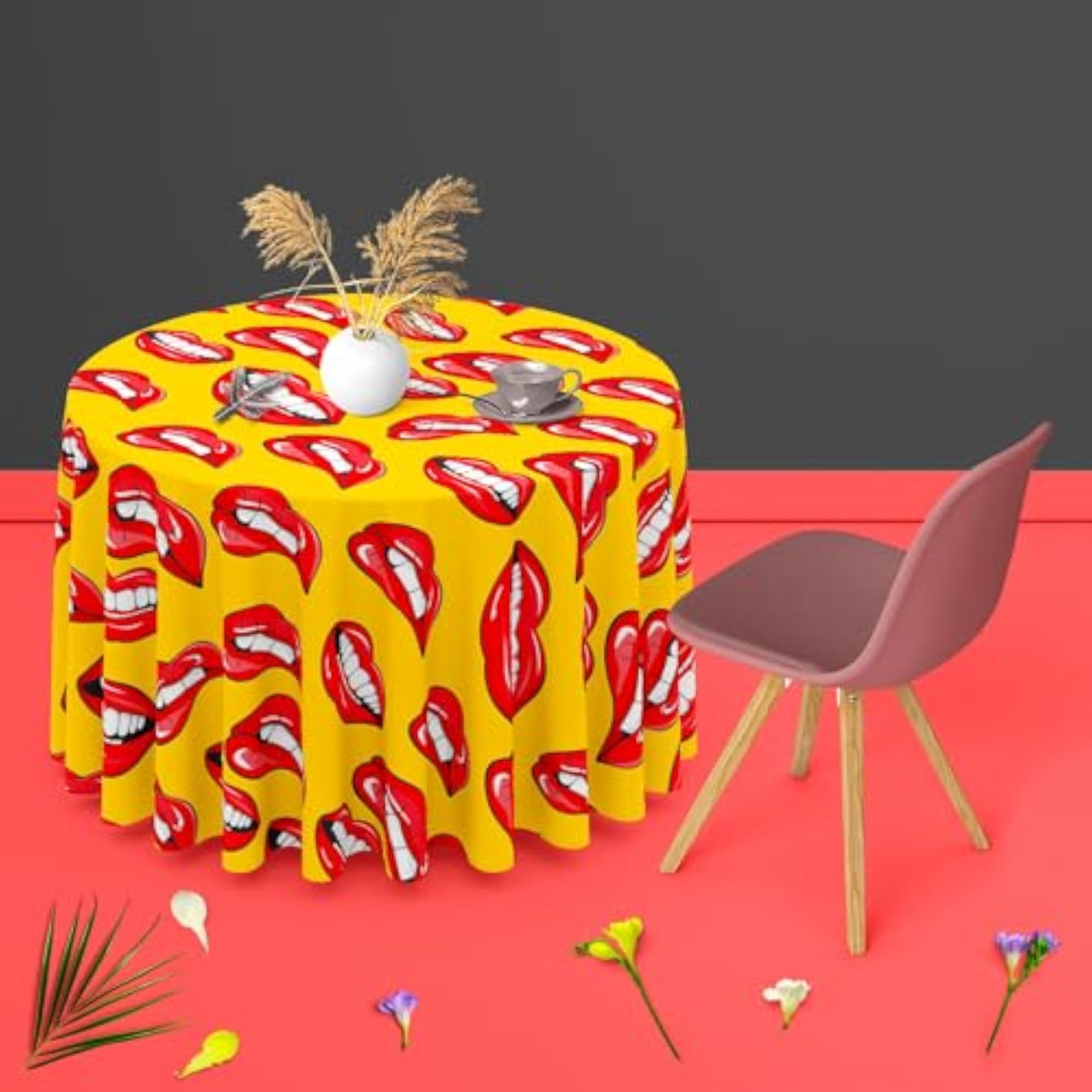Lips Table Cloth Cover, 4-Seater