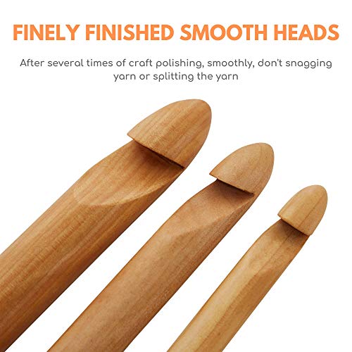Image of 3 PCS Giant Crochet Hooks Set - Bamboo Yarn Hooks with Portable Case - Perfect for Big Loop Yarn or Extra Bulky Yarn Projects