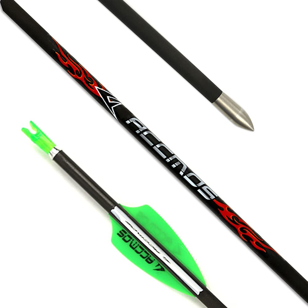 Diamètre Intérieur 4.2mm .165" Longueur Personnalisée Flèche Carbone 22-32 Pouces Spine 1300 pour Entraînement Chasse avec Encoche Rotative pour Arc à Poulies et Arc Classique Adulte Jeunesse 12pcs