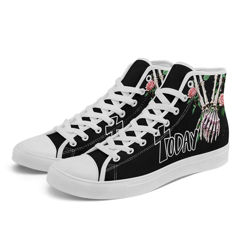 Womens Graffiti Black High Top Fashion Sneakers Canvas Shoes Classic Lace Up Walking Tennis Casual Skateboarding Sports Shoes2