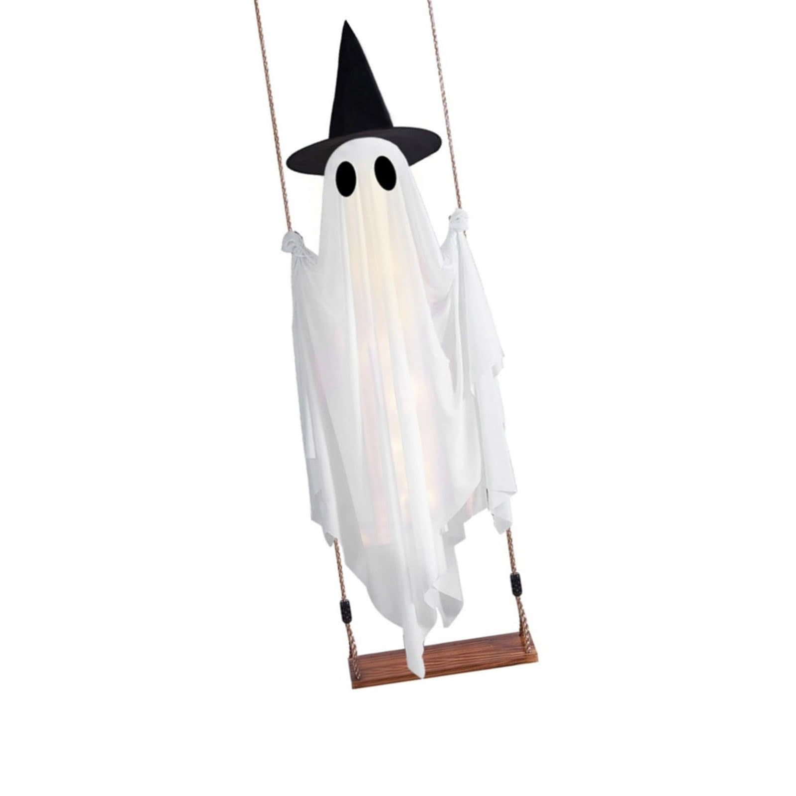 LED Suspended Specter Decor Halloween Remote-Controlled Warm White Witch Hat Porch Entryway Tree Branch Party Accent Lighted Specter Porch Decor Suspended Halloween Ornament Remote Control Witch Hat