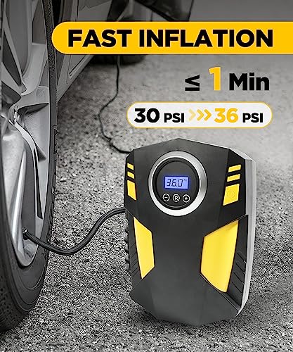 Yakefly DSSCFBTZGJ88 Tire Inflator Portable Air Compressor,12V Dc Car Tire Pump With Digital Pressure Gauge,150 Psi Auto Shut Off thumb #1