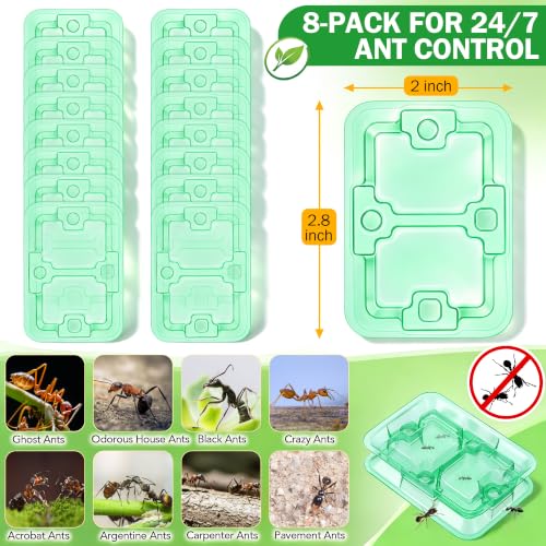 Image of 8 Set Ant Bait Stations Refillable, Indoor & Outdoor, Standard Size, Green