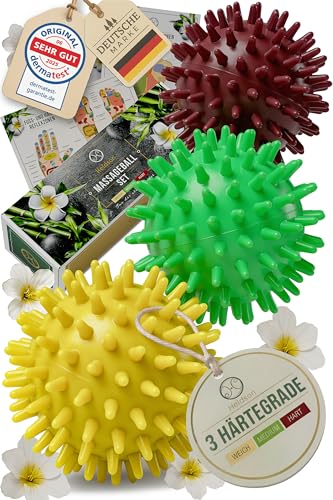 HELDSON® Premium Massageball Set [3 Härtegrade]- Igelball Fußmassage...