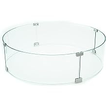 AMS Fireplace 42" Commercial Round Fire Pit Glass Wind Guard | Clear Tempered Glass Flame Protective Pane. Wind Resistant with Aluminum Corner Bracket