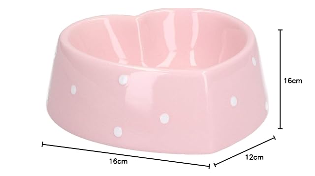 Foto 5 de 5 de AB Tools Cuenco para perros pequeños, diseño de corazón rosa, 15 cm, 300 ml