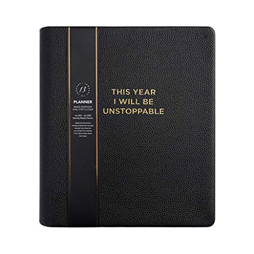 JHD Agenda 2021 Organisateur en Cuir B5 Anglais épaissir Cahier Journal Quotidien hebdomadaire Programme Scolaire Fournitures de Bureau Papeterie Cover