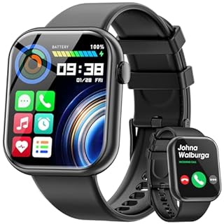 Hwagol Smartwatch Uomo Donna, 1.85'' Orologio Smartwatch con Chiamata Bluetooth, Smart Watch con Contapassi/Sonno/SpO2/Cardiofrequenzimetro, 140+ Sportive Orologio Fitness per Android iPhone