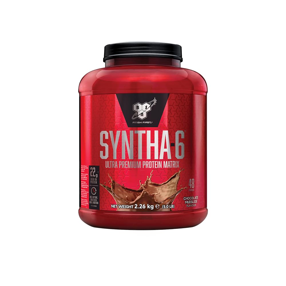 BSN Nutrition Syntha 6 Whey Protein Shake with Whey Protein Isolate, Micellar Casein, Glutamine and Amino Acids, Chocolate Mudslide, 48 Servings, 2.26 kg