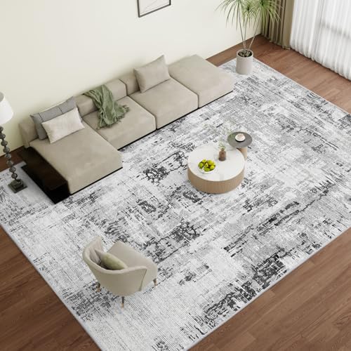 Vamcheer Washable Abstract Area Rug – Contemporary Style for Living Room, Bedroom, Kitchen – Machine Washable Rug for Living Room – Non-Shedding and Easy-Cleaning – Grey 5×7 ft