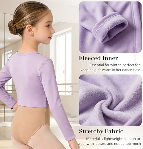 Image of DANSHOW Girls Ballet Wrap Top Long Sleeve Dance Sweater Toddler