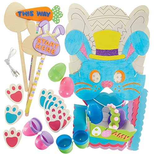 Baker Ross FX535 Easter Egg Hunt Kit, Pack of 1 Kit, All Inclusive Easter Craft Kit for Kids, Green, Purple, Pink, Blue