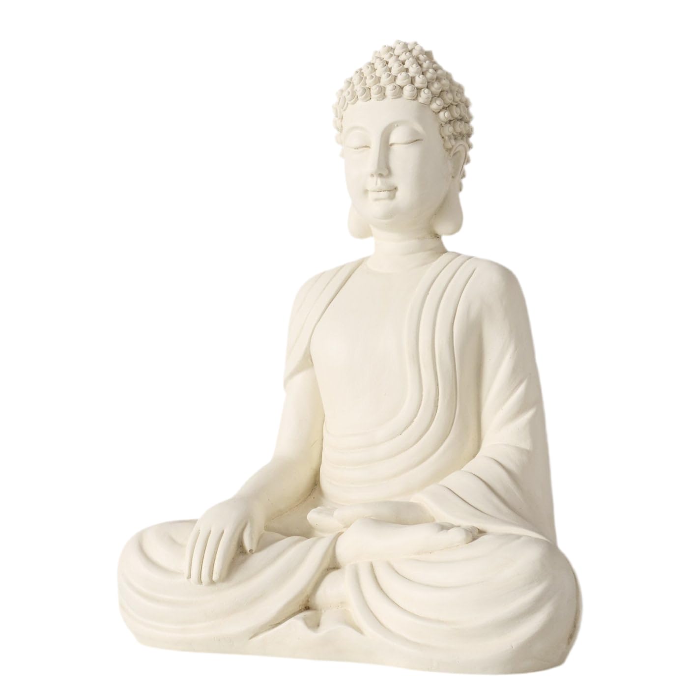 MF Buddha-Figur Serenity, Cremeweiß, 30 cm, Kunstharz, handgefertigt