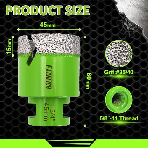 Image of Diamond Core Drill Bit - 1-3 /4 inch Tile Hole Saw 45mm for Porcelain Tile Granite Marble Masonry Brick