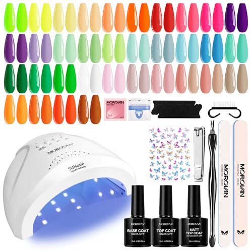Morovan Gel Nail Polish Kit: 34 Colors Gel Nail Set with UV Light & Top Base Coat for DIY Salon