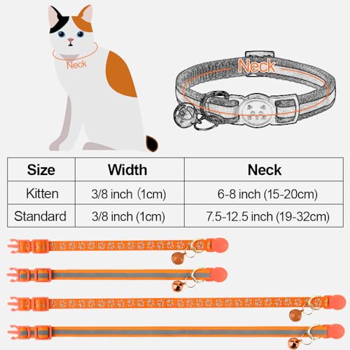 Image of Taglory 2 Pack Cat Collar with Bell, Breakaway Buckle and Reflective Strip | Adjustable 15-20 cm for 2-6 Months Cat, Quick Release Clip, Kitten and Adult Cats, Spare Collar Included, Indoor Outdoor Use