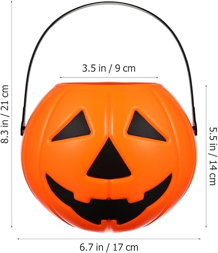 Miniatura 5 de DECHOUS Paquete de 2 cubos de plástico para calabaza de Halloween cestas pequeñas de caramelo de calabaza de 6.7 x 5.5 pulgadas, cesta de Halloween