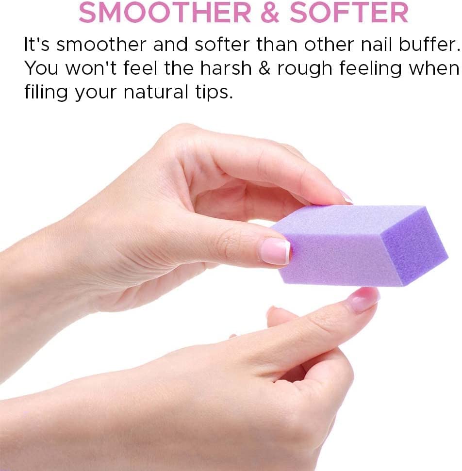 Tachibelle Premium Made in Korea 4-way Buffer 100/180 Grit Premium Nail File Buffing Block (Purple with White) (10PCS)