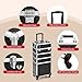 mefeir 4-in-1 Rolling Makeup Train Case Lift Handle,4 Removable Wheels Lockable Keys,Aluminum Cosmetic Trolley Beauty Stylist Artist Organizer Box,Ideal Xmas New Year Gift (Diamond Black)