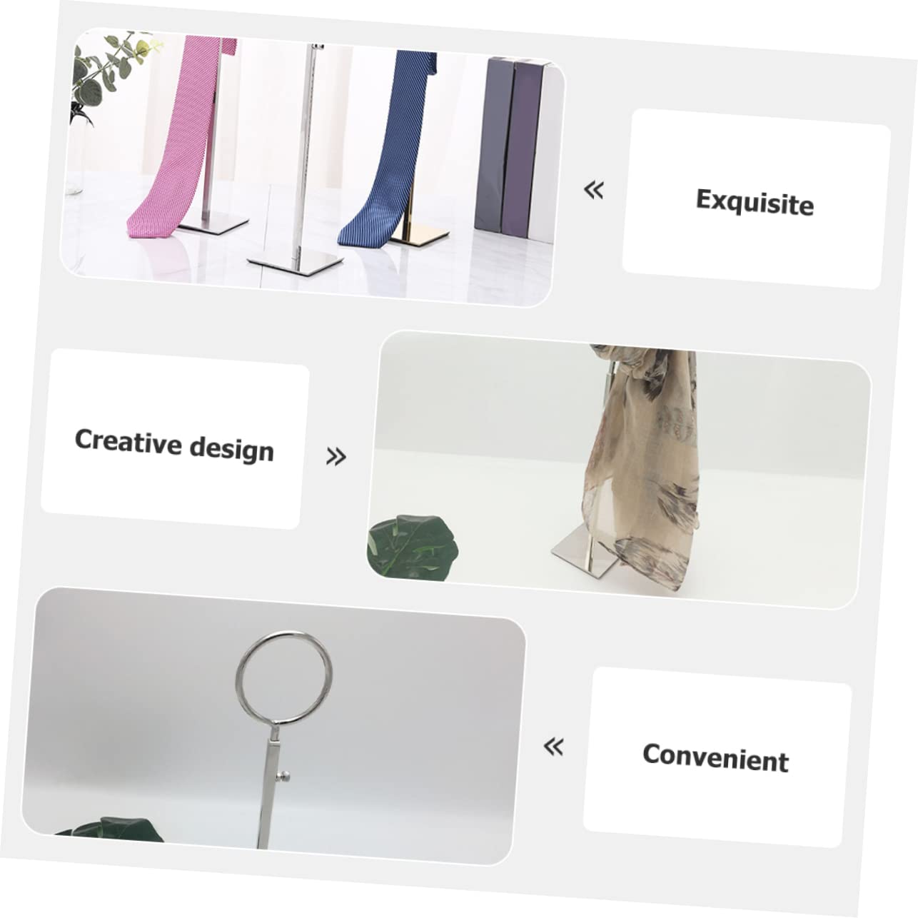 Mobestech Perchero de Acero Inoxidable Altura Ajustable para Bufandas y Corbatas Organizador de Bufandas Que Ahorra Espacio para Tienda o Guardarropa