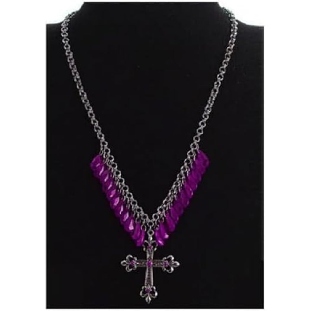Widmann - Gothic Jupiter Drop Cross Necklace, Cross Necklace, Costume Jewelry, Gothic, Day of the Dead, Dia de los Muertos, Halloween