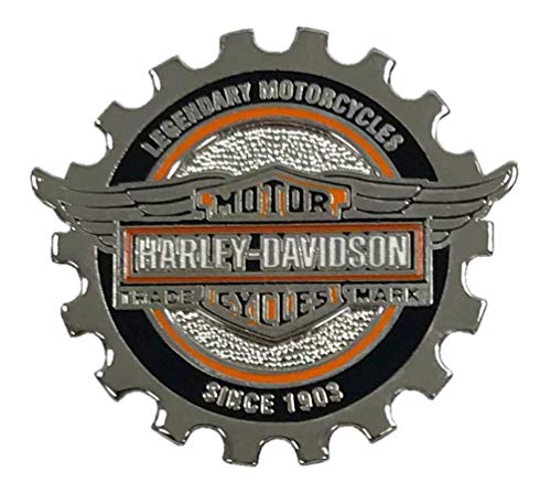 Harley-Davidson 1.25 in. Bar & Shield Winged Gear Pin, Silver Finish 8009243
