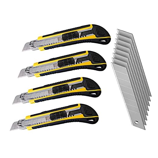 LEDLUX 4 Kit cutter profesional de 18 mm, cortador de papel, 8 cuchillas de repuesto para cortador