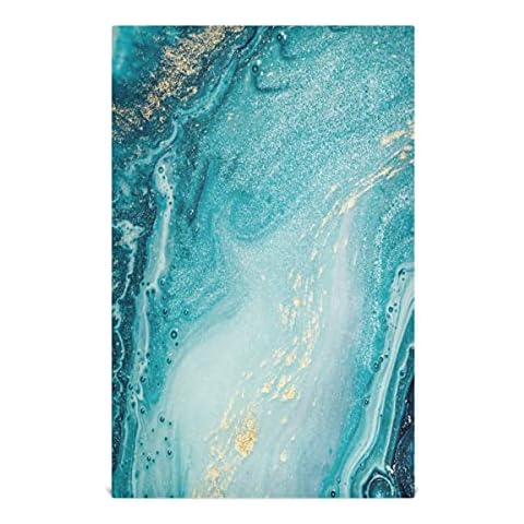 CUPADA Ocean Marble Art Kitchen Towel 18"x28" Multifunction Hanging Towels, Set of 4 Kitchen Hand Towels Turquoise Gold Soft Absorbent Dish Towels Tea Bar Towels for Home Clean Decor Cover