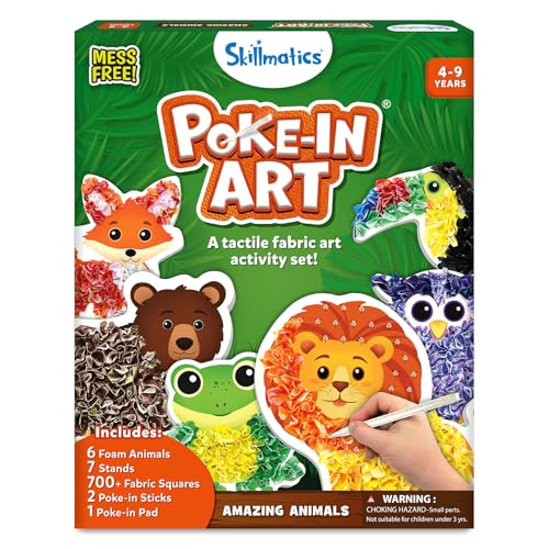 Image of Skillmatics Poke-in Art Animals Dirt-Free DIY Wooden Craft Kit for Kids, Creative Fine Motor Skills, Role Play & Room Decoration, Gift for Girls and Boys Ages 4, 5, 6, 7, 8, 9