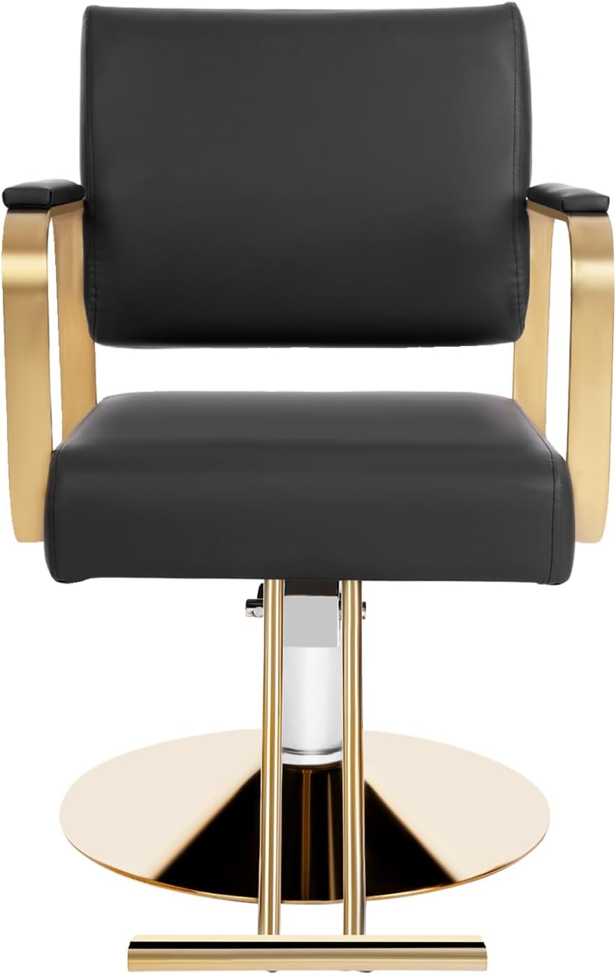 LOYALHEARTDY Hair Stylist Barber Beauty Chair for Barbershop Salon Chair, Salon & Spa Chairs with 360° Swivel, Adjustable Height |Tattoo Chairs, Load Weight 440 Lbs (Black+Gold)