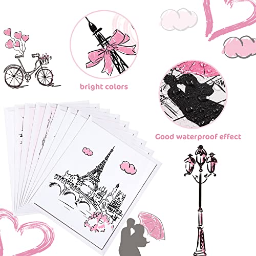 Pajean 9 Pieces Paris Decor for Bedroom Bathroom Pink Paris Wall Art Eiffel Tower Romantic Art Prints Room Decor Unframed Poster for Girls Living Room Decorations, 8 x 10 Inch - Image 4