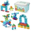 Play Brainy 101 Pieces Magnetic Cubes for Kids – 3D Building Blocks Set with Transparent Blocks in Varying Shapes and…