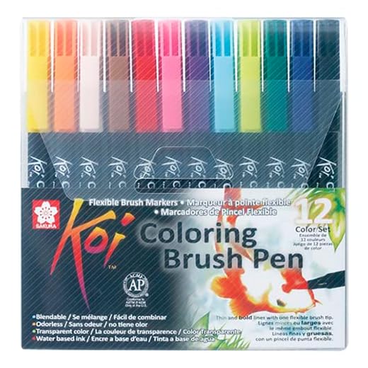 Sakura KOI Coloring Brush Set 12 - Pack de 12 rotuladores, Punta pincel