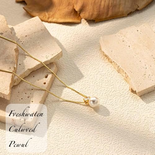 Gold Pearl Necklaces for Women, 14K Natural Freshwater Dainty Pearl Choker Necklaces for Women, Elegant Jewelry for Mom, Wife - Valentine's Day, Anniversary, Wedding Gift3