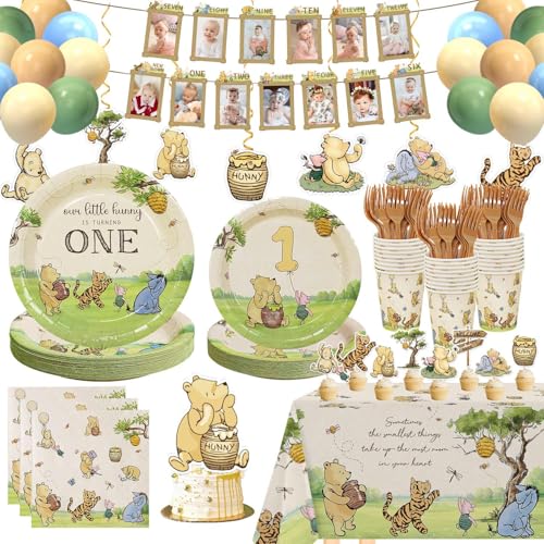 Winnie Pooh First 1st Birthday Decorations 192Pcs...