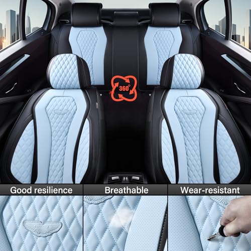 Image of Coverado Car Seat Covers, Seat Covers Front Seats, Blue Car Seat Cover, Waterproof Car Seat Covers, Car Seat Cushion, Front Leather Seat Protector Fit for Most Cars