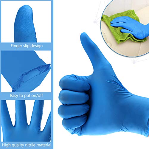 Nitrile Gloves,Hizek 100pcs Disposable Gloves,Latex Free,Powder Free Nitrile Exam Gloves,Cleaning Glove for Home Use,Blue,Large - Thumbnail 2