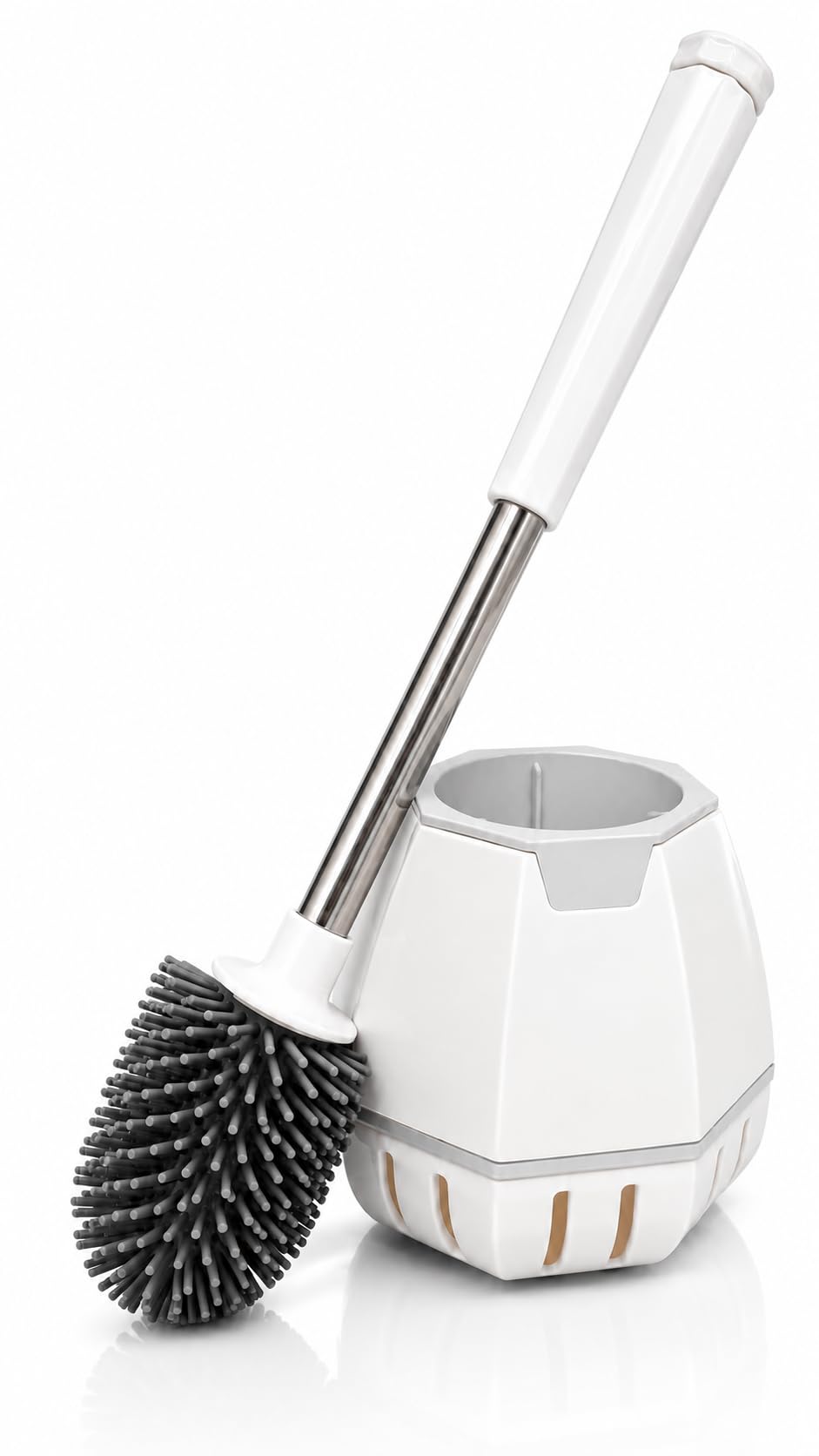 Toilet Brush and Holder Set, Wall Mounted Loo Brush with Hidden Tweezers