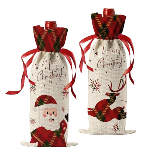 Bolsa de vino navideña vintage (pack de 2), el regalo ideal de Navidad para tus compañeras