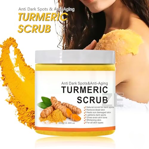 350g Turmeric Body Scrub, Large-Capacity Vitamin C Scrub, Turmeric Body Exfoliator Scrub, Dead Skin Remover for Body, Exfoliating Face Scrub, Deep Cleansing, Remove Dead Skin Improve Dark Spots Acne - Image 3