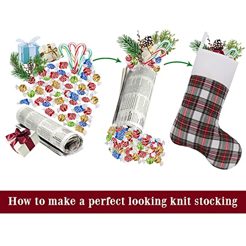 Limbridge Christmas Stockings 6 Pack, 18 Inches Buffalo Plaid Xmas Stockings Wiht Snowflake Print, Classic Christmas Stocking Decorations For Family Holiday Christmas Party Christmas Tree Ornaments #TOP3