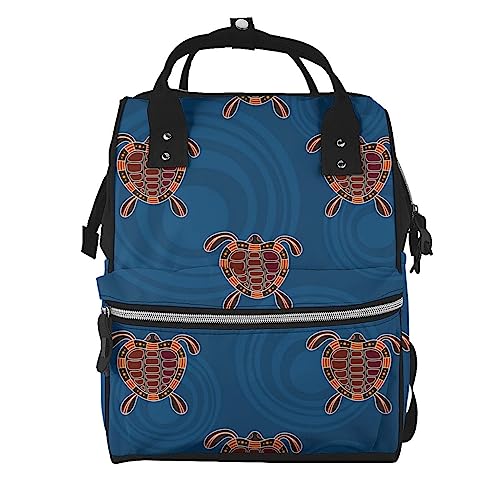 Sac à dos à langer ergonomique et étanche imprimé tortues colorées pour bébé