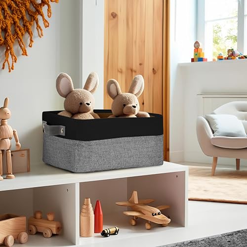 Image of DECOMOMO Small Storage Basket, Closet Storage Bins, Baskets for Organizing Shelves (Grey & Black, Small - 6 Pack)
