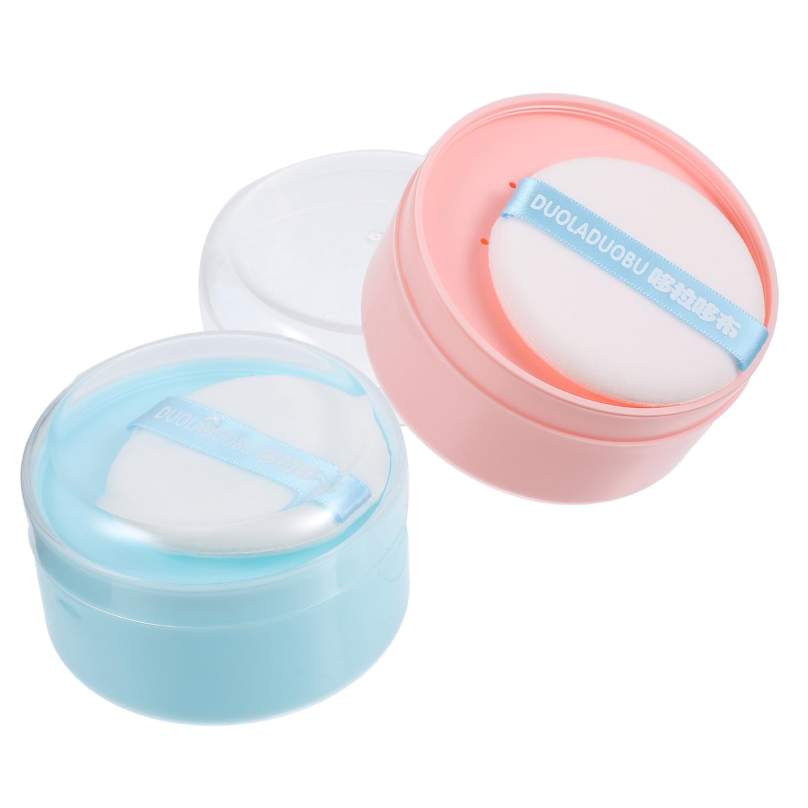 VICASKY Small Talcum Powder Puff Box Set 2pcs Baby Body Powder Puff Case Safe Material