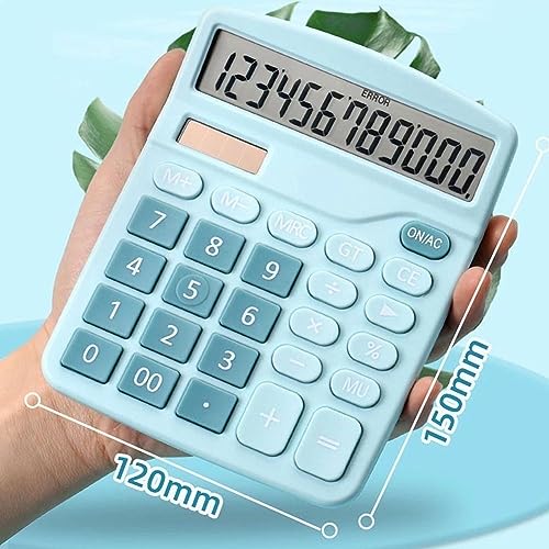 Calculadora de Mesa Cor Azul Visor Grande 12 Dígitos Solar E Pilha