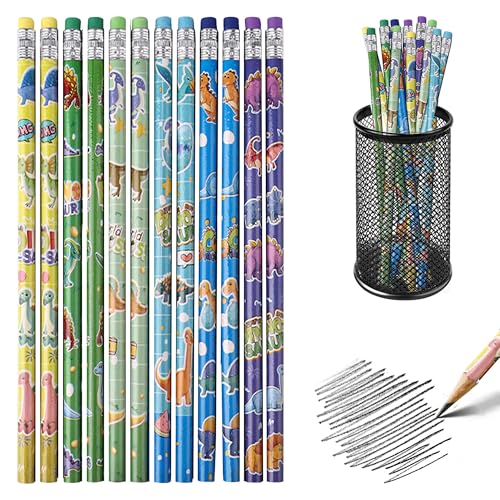 12 lápices dinosaurio con borrador, colores surtidos