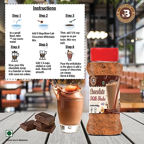 Image of Brew Lab Chocolate Milkshake Mix | Rich Cocoa Powder Instant Drink Mix Rich Antioxidants 100 g