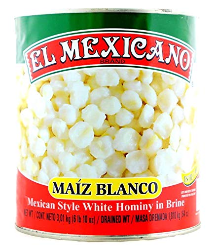El Mexicano Pozole 3kg / Authentic Mexican Style White Hominy in Brine, Canned Hominy for Cooking, Mexgrocer - Large 3kg