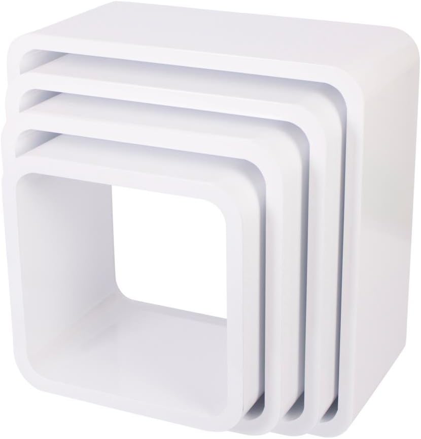 Sebra Square โ Matte White Cube Shelves โ Set of 4 Shelves Sizes