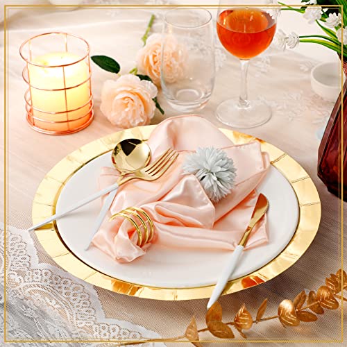 120 Pcs Disposable Charger Plates Wedding Bulk 13 Inch Chargers Dinner Plate Charger Service Plates Paper Cardboard Round Dinner Chargers For Bridal Party Baby Shower Table Setting Decor (Gold) #TOP5